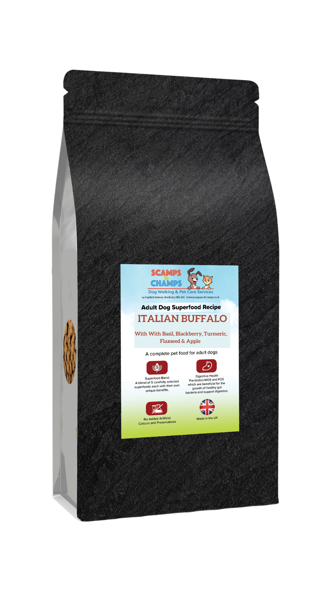 Scamps & Champs Superfood 65 Italian Buffalo with Basil, Blackberry, Turmeric, Flaxseed & Apple Dog Food
