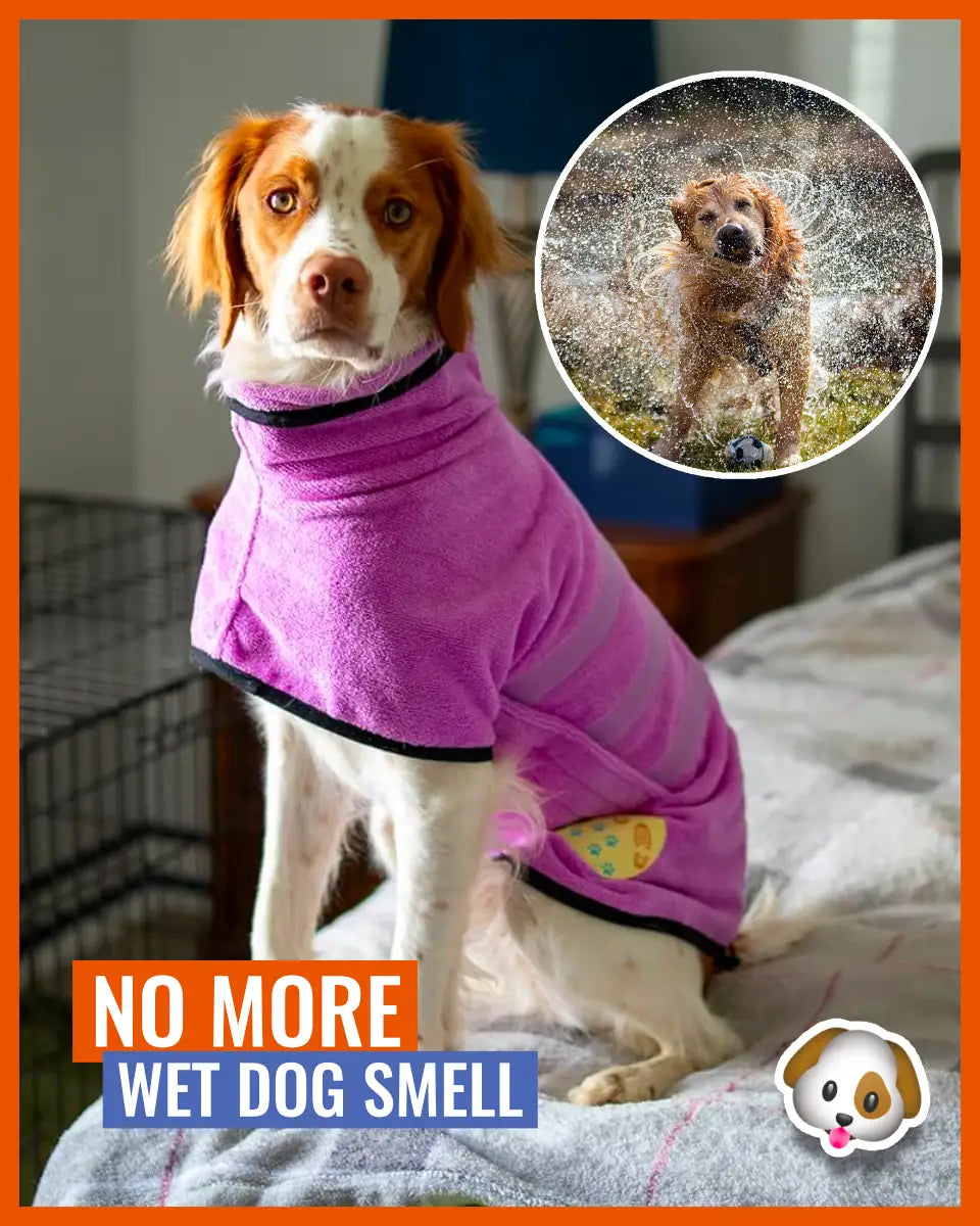 Pet Bathrobe Fast Drying Towel Microfiber Absorbent Soft Bath Robe Adjustable Towel Grooming Coat for Small Medium Large Dog