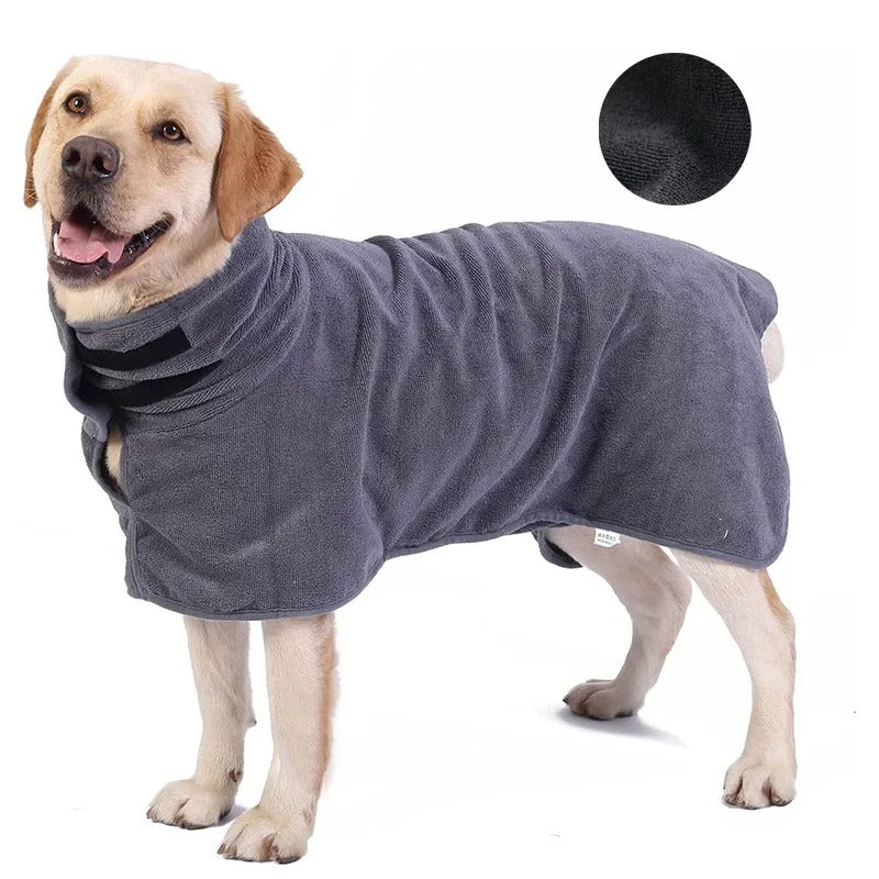 Pet Bathrobe Fast Drying Towel Microfiber Absorbent Soft Bath Robe Adjustable Towel Grooming Coat for Small Medium Large Dog