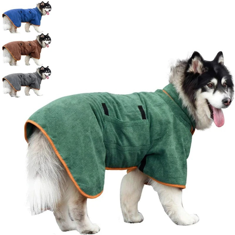 Pet Bathrobe Fast Drying Towel Microfiber Absorbent Soft Bath Robe Adjustable Towel Grooming Coat for Small Medium Large Dog