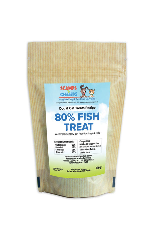 80% fish treats for dogs and cats