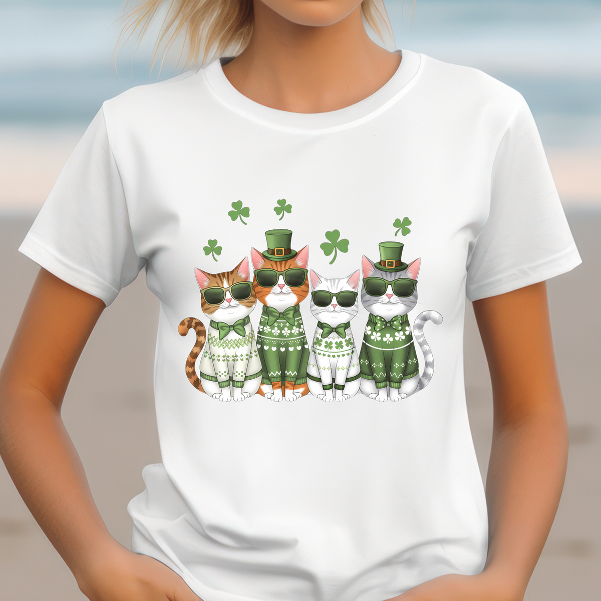Gildan SoftStyle® Ringspun T-Shirt St. Patrick’s Day Cats  Lucky Cats Shamrock Tee
