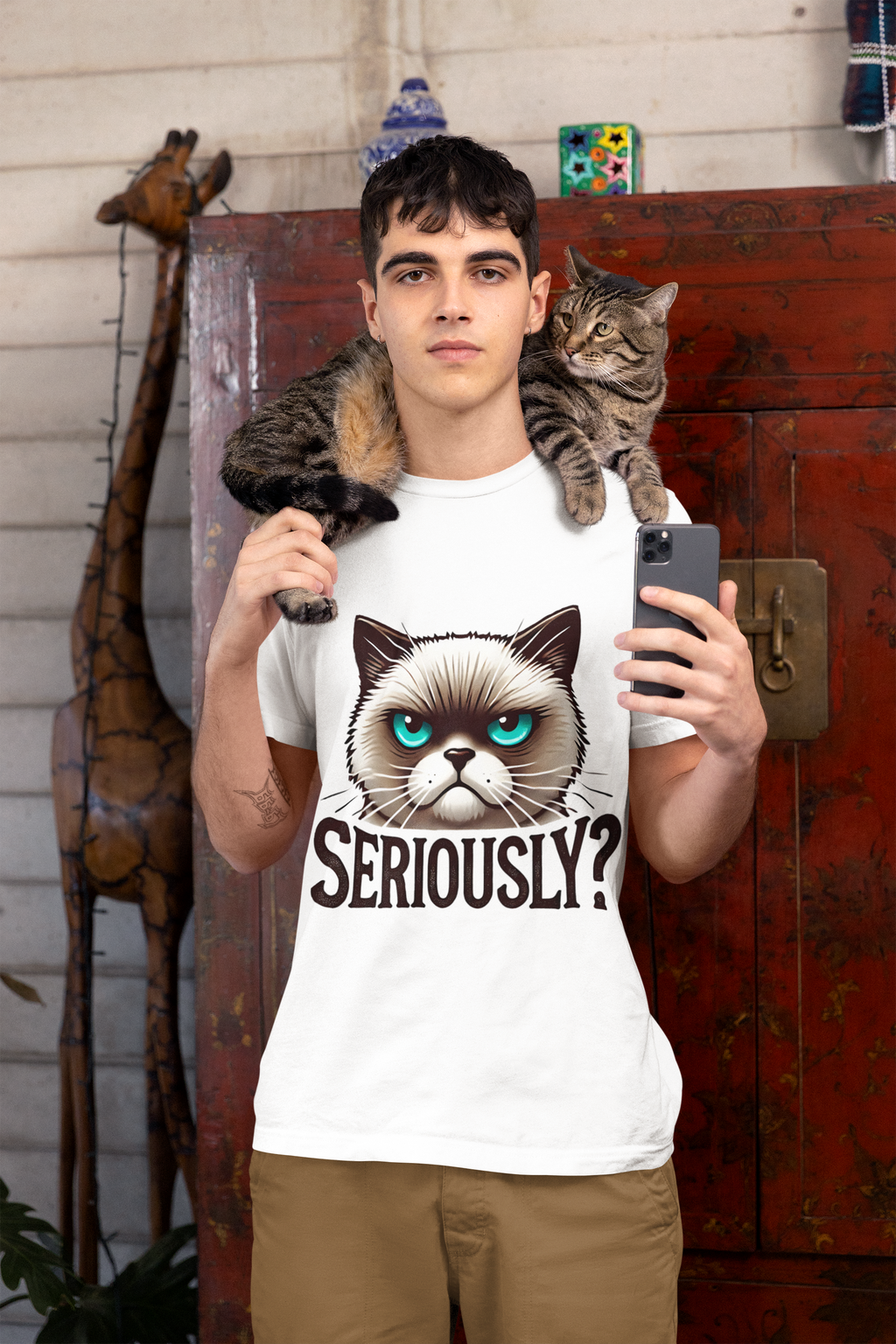Seriously? Grumpy Cat Funny Sarcasm T-Shirt, Perfect gift for cat lover
