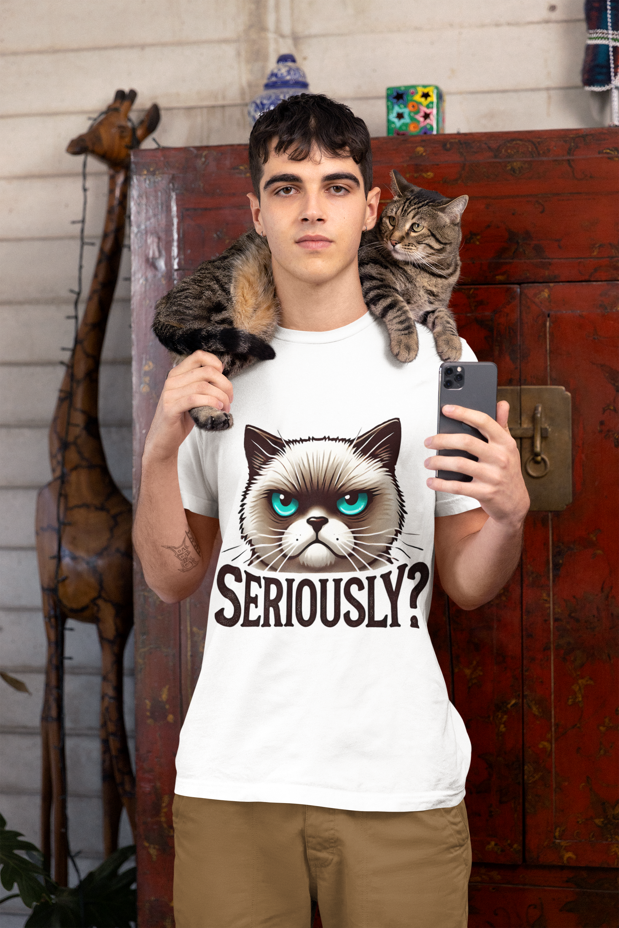 Seriously? Grumpy Cat Funny Sarcasm T-Shirt, Perfect gift for cat lover